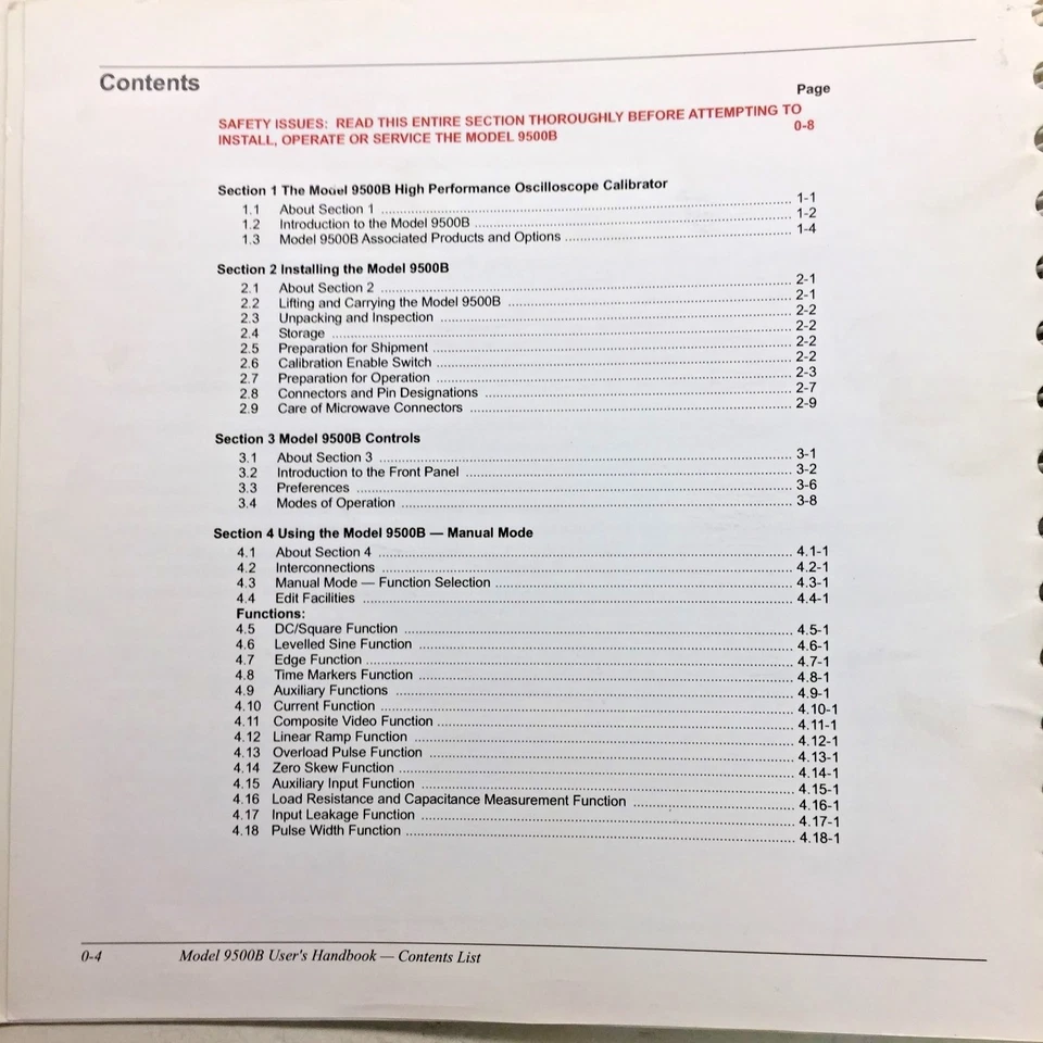 Fluke 9500B Oscilloscope Calibrator Operation & Performance Manual P/N 1625019 - Image 3 of 4