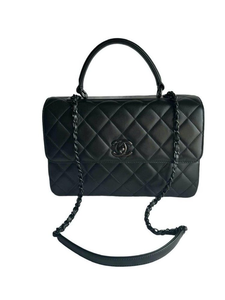 Chanel Trendy Top Handle Bag Black Lambskin Medium Size
