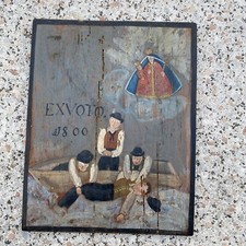 EXVOTO Heilige Madonna Heiligenbild Holz bemalt Votivbild Gemälde 1800 Antik