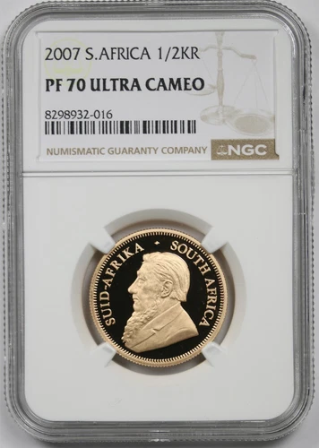 2007 South Africa 1/2KR Krugerrand PF 70 Ultra Cameo NGC 1/2 oz Gold