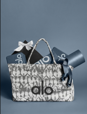 alo トートバッグ グレー Alo Yoga Shopper Tote Grey Tie Dye Canvas Oversized Gym Beach Bag