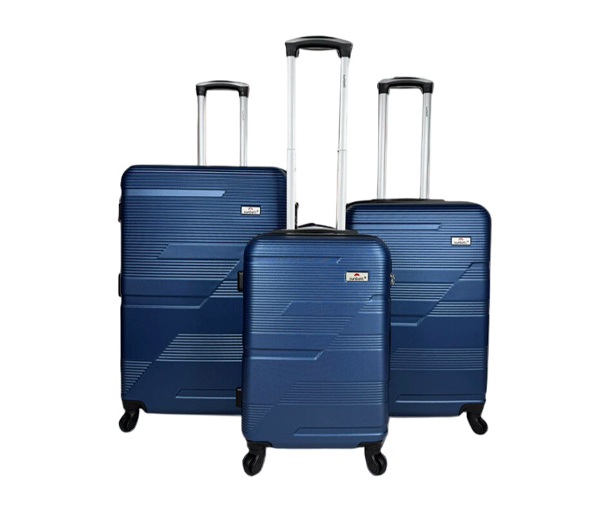 Juego de 3 maletas ABS rígidas equipaje ruedas giratorias azul ABS bolsas de viaje