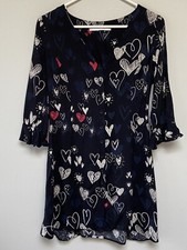 Zara Trafulac Womens Dress Black w Hearts Full Button Tie Back Small