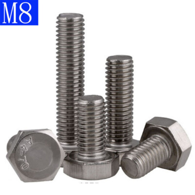 M8 x 1.25 8mm 316 A4 STAINLESS HEX HEAD TAP BOLTS SETSCREW FULL THREADED DIN933