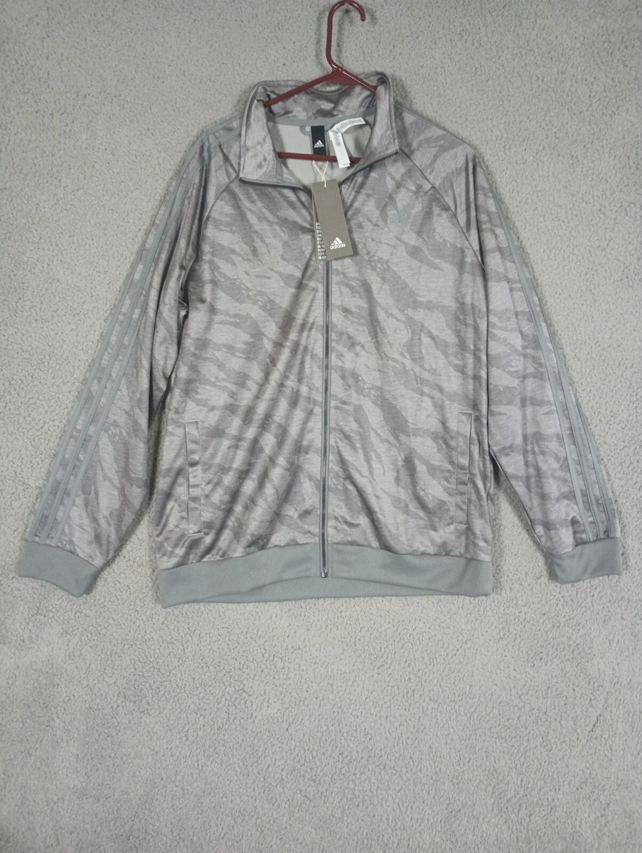 Adidas jacket Men's large Camo Gray Tiger Print Warm Up Athleisure