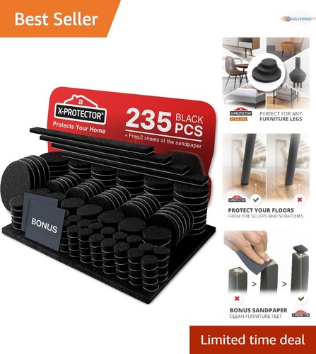 235 PCS Black Felt Furniture Pads for Hardwood Floor Protection Anti-Scratch