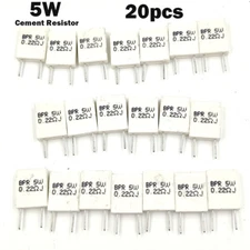 20pcs 5W Wirewound Non-inductive Cement Resistor Ceramic horizontal 0.22R