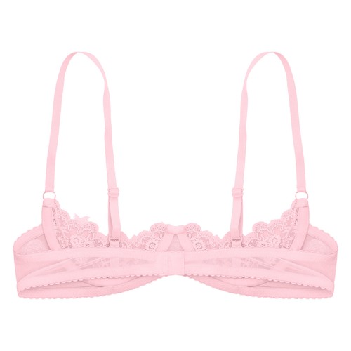 Womens Floral Lace Lingerie 1/4 Cups Mesh Bare Exposed Breast Underwired Bra - Picture 35 of 109