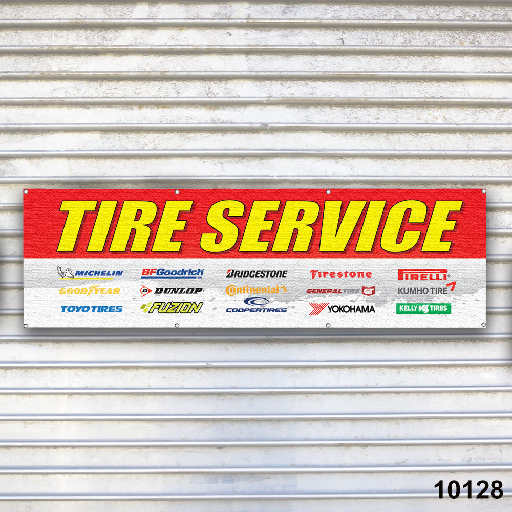 Tire Service Banner Sign Auto Repair Tire Dealer Service Bay Garage