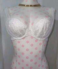 Vintage Victoria's Secret Gold Label White Lace/Tulle Bra Sz WEDDING 34A - EXC