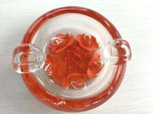 Vintage MCM BOB & MAUDE ST. CLAIR Art Glass Bowl Floral Ashtray 1977 - Picture 2 of 10