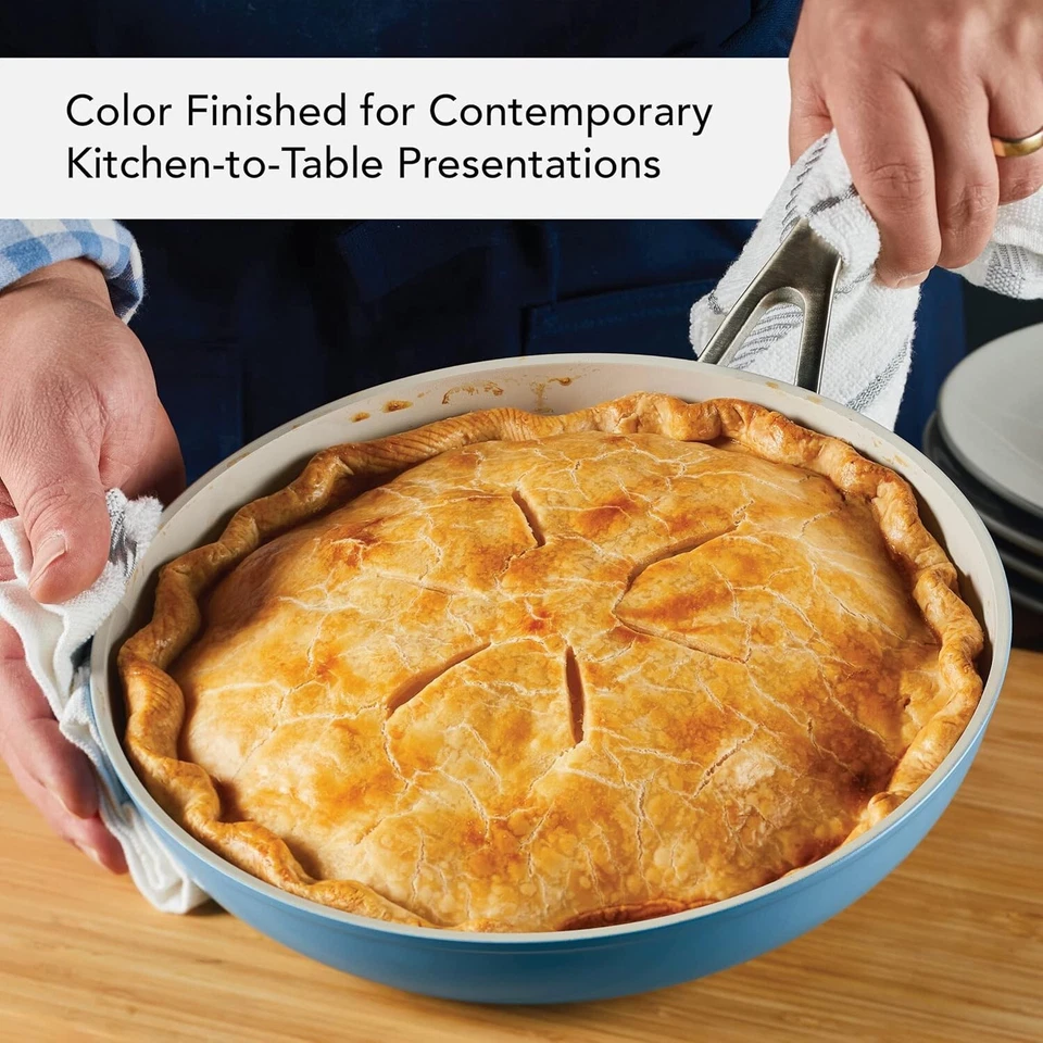 Sartén antiadherente de cerámica anodizada dura KitchenAid sartén de 10 pulgadas, azul Foto 4 de 4