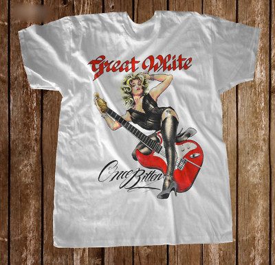 Vtg Great White Band Heavy Cotton All Size Unisex White Shirt