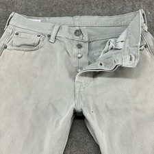 Levis 501 Jeans Mens 30x30 Grey Straight Leg Regular Fit Light Wash Distressed