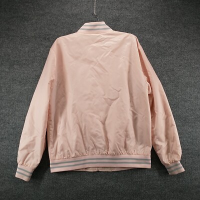 Starter Black Label Mens Full Zip Satin Jacket Pink Large Striped