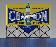 CHAMPION SPARK PLUGS O-SCALE ANIMATED NEON BILLBOARD SIGN-BLINKS, LIGHT,MORE!