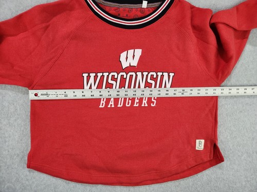 Womens Pressbox Red Wisconsin Badgers Shirt Crop Top Sweatshirt SZ Medium - Picture 7 of 13