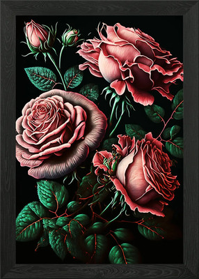 Rosa Rosen gerahmtes Wandbild Poster Leinwanddruck Bild