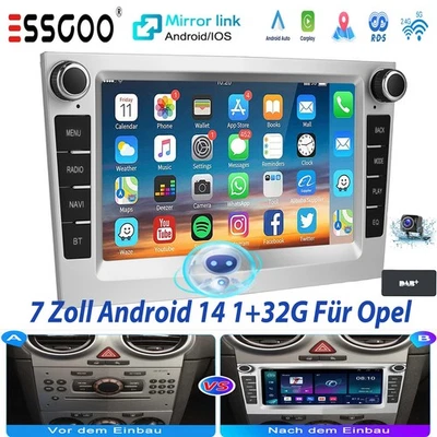 DAB+ Für Opel Astra H Corsa C D Vectra Zafira B Autoradio Carplay Android 14 GPS - Bild 1 von 4
