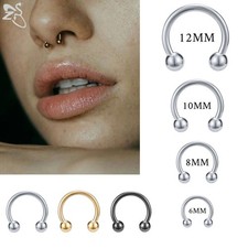 316L Stainless Steel Nose Septum Ring 6-12mm 14G Horseshoe Helix Ear Piercing