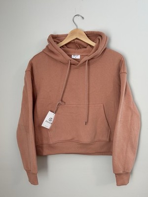 Flygo Womens Fleece Hoodie Sweatshirt Cropped Pink Size Medium  NWT
