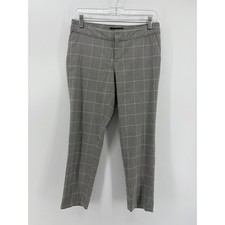 Banana Republic Martin Fit Petite Plaid Straight Leg Ankle Pants Gray 2P