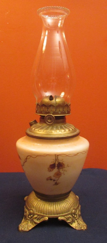 Brass Footed Climax Table Oil Lamp