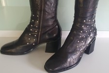 Ducanero Damenstiefel - Leder, Nieten, schwarz - Gr. 38,5
