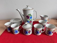 16 teilig Vintage Porzellan Kaffeeservice für 5 Personen bunt, florales Muster
