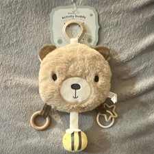 dreamgro Activity Buddy Plush Bear Baby Toy with Rings and Bee