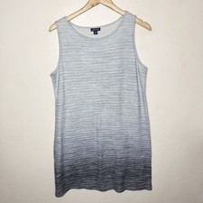 Pure J Jill Indigo Blue Sleeveless Shift Dress Womens Medium Petite Ombre A-line