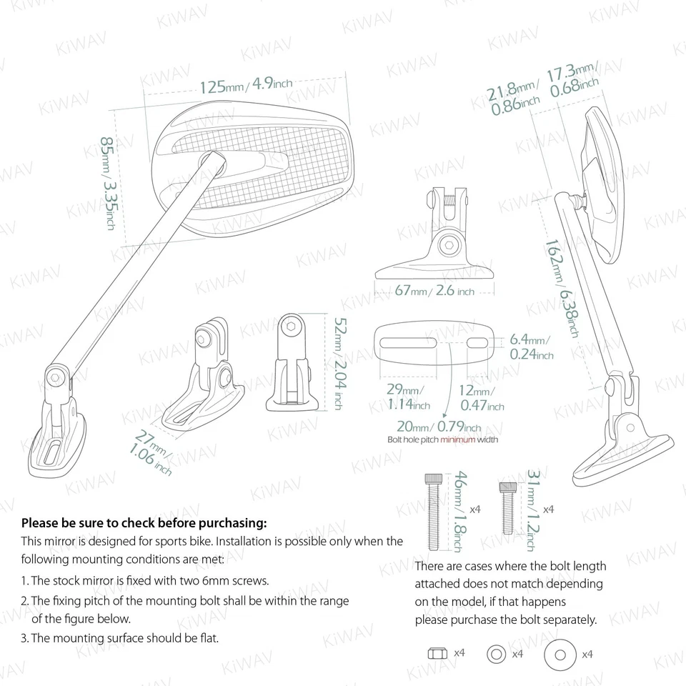 Espejos retrovisores de carenado KiWAV Mamba verdadera fibra de carbono ajustables para Suzuki GSX-R GSF Foto 2 de 4