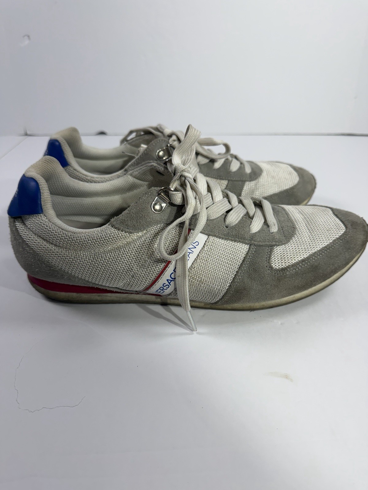 Versace Jeans Sneakers Men EU 44 US 10.5 Beige Suede Mesh Designer Shoes thumbnail 5