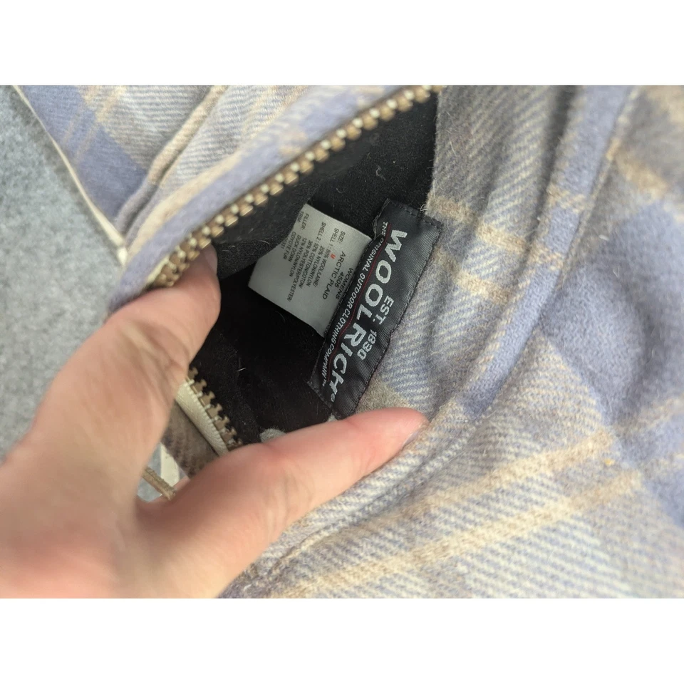 Woolrich Womens Reversible Vest Arctic Plaid Quilted Coyote Fur Trim Puffer Wool - Image 4 of 4