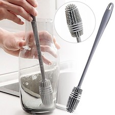Silicone Bottle Brush Cup Scrubber Glass Cleaner Kitchen Cleaning Tool OY