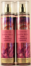 QTY 2 - Bath & Body Works COSTA RICA PINK PINEAPPLE SUNRISE Fine Body Mist Spray
