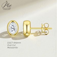 1CT Moissanit Ohrringe 925 Silber Round Damen Ohrstecker Geschenk GRA-Zertifikat