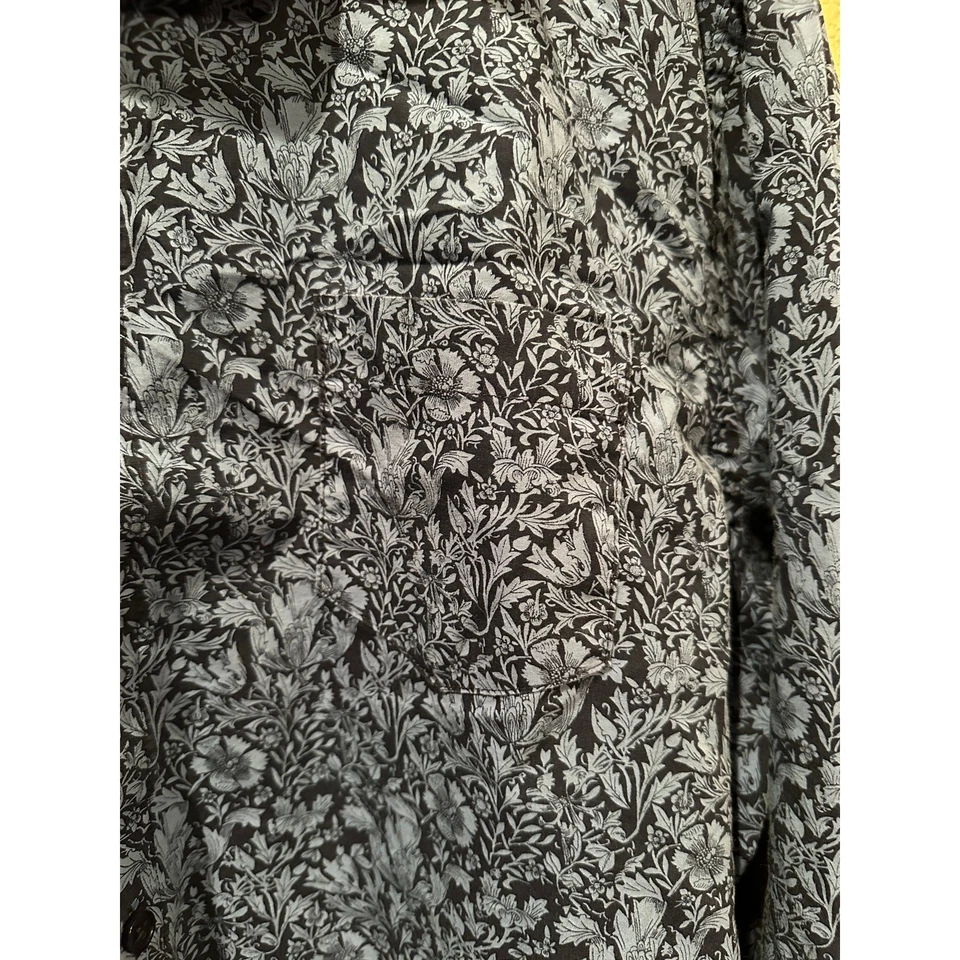 Структура современный крой цветами барокко синий темно-синий узор рубашка на пуговицах XXL - Изображение 3 из 4