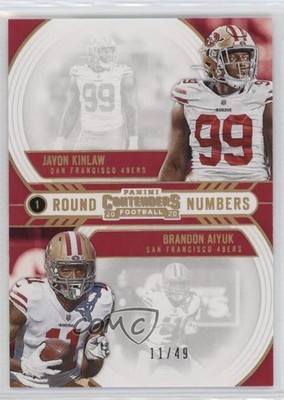 2020 Panini Contenders Gold 11/49 Brandon Aiyuk Javon Kinlaw Rookie RC un2