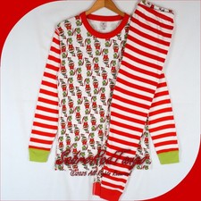 NWT HANNA ANDERSSON ORGANIC LONG JOHNS PAJAMAS DR SEUSS GRINCH MIX IT UP L