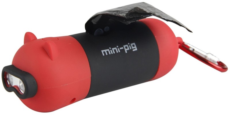 OINK LED LIGHT & DOGGIE WASTE BAG DISPENSER-Pet Life Perfect for Night Walks Red