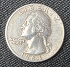 1964 Washington Silver Quarter 90% Silver 25c Denver Mint Circulated