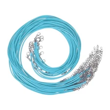 20 Pcs 16"x0.08" Necklace Cord Waxed Leather Necklace String Rope Light Blue