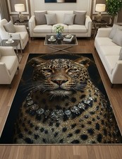 Leopard Area Rug For Living Room Bedroom Kitchen Washable Non-slip Floor Mat