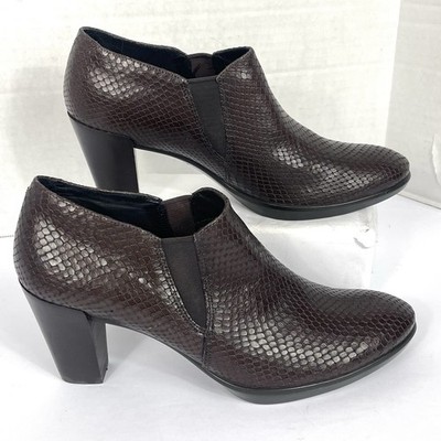 Ecco Ankle Boots Womens 8 39 Shape 55 Plateau Stack Shootie Leather Brown
