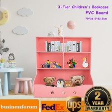 3 Tier Low Bookcase Display Shelving Storage Shelves PVC Board Unit Stand USA