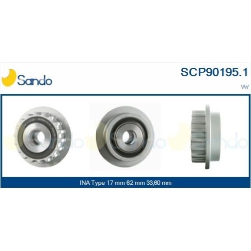 Poulie Alternateur Sando SCP90195.1 Antivibration pour Vag Ika