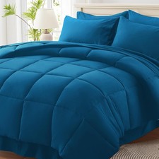 King Comforter Set 7 Piece, Teal Bed in a Bag with Sheets, Comforters King Si...