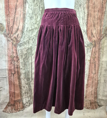 Vintage Yves Saint Laurent Skirt Russian Collection Pin Tucked Wine Size 38 1970