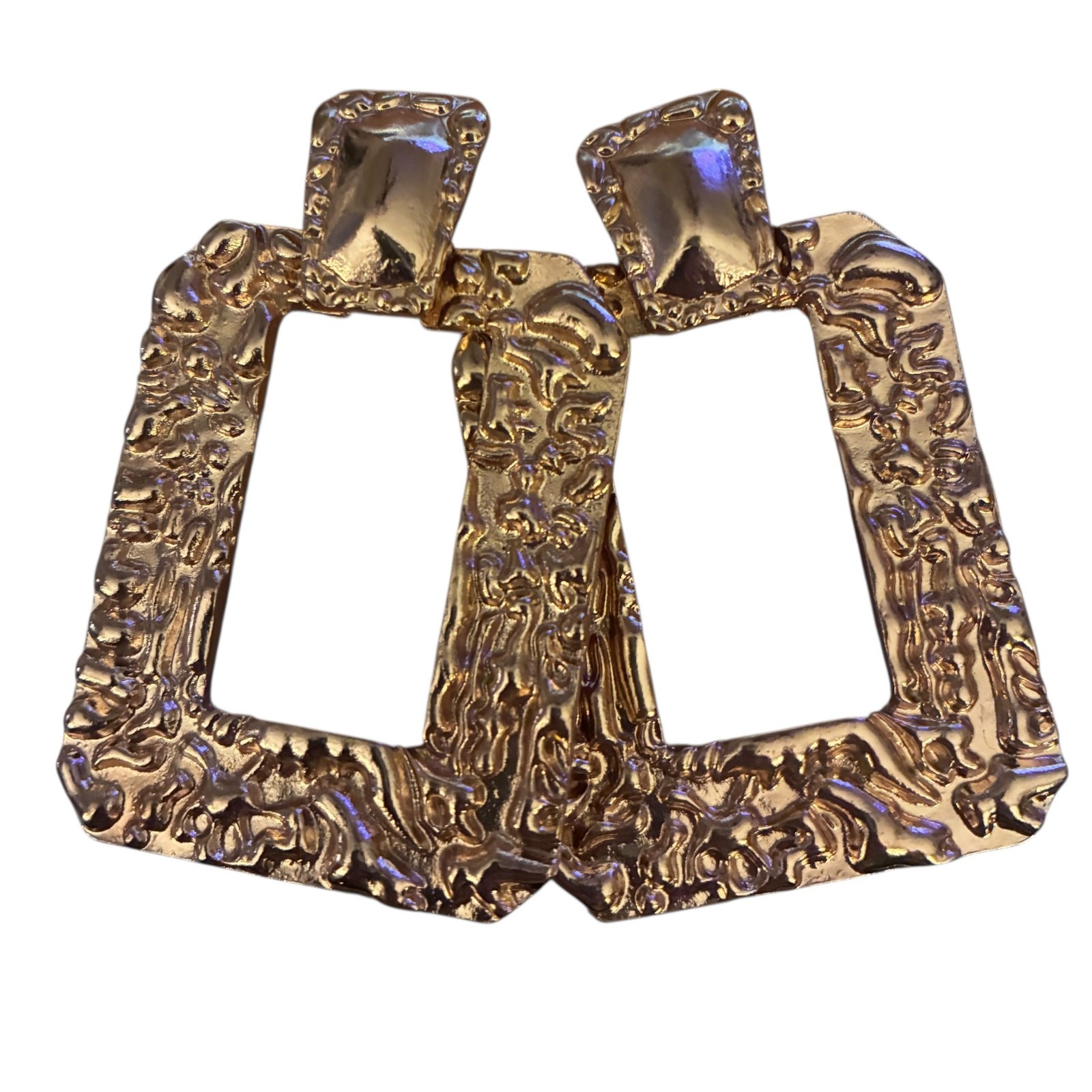 Textured Gold-Tone Square Statement Earrings - image 2